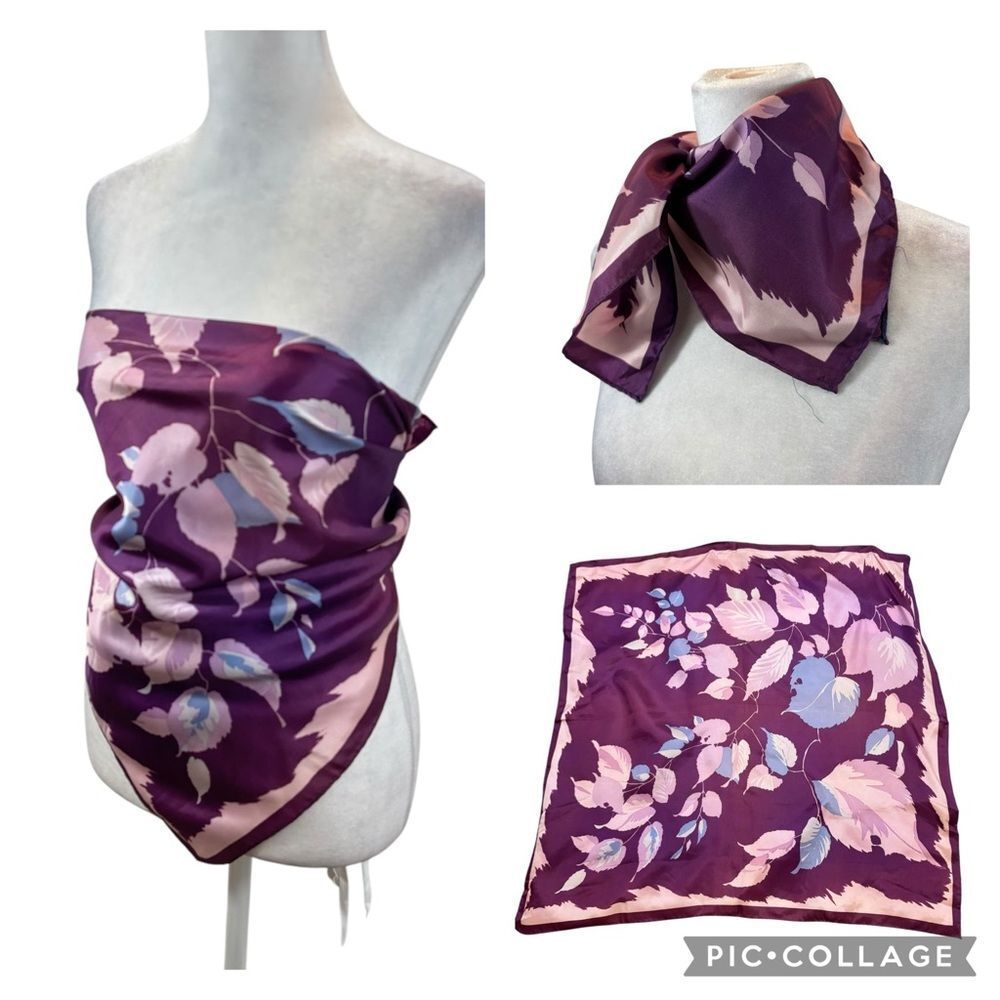 Vintage Ladies‎ Square Purple and Blue Water Repellent Scarf